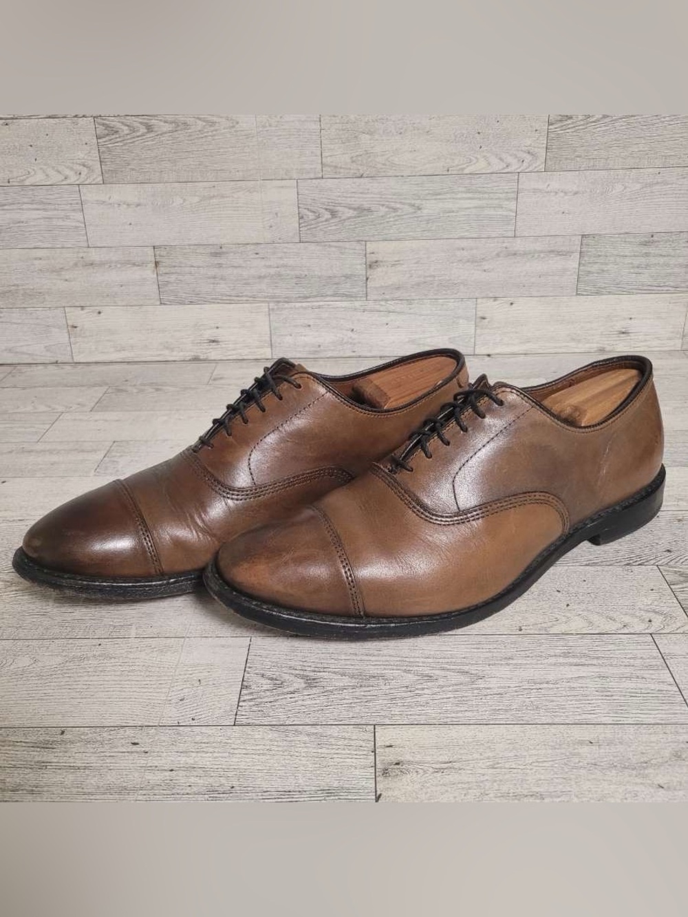 Men’s Allen Edmonds Park Avenue Calfskin Brown Leather Balmoral Oxfords Size 9